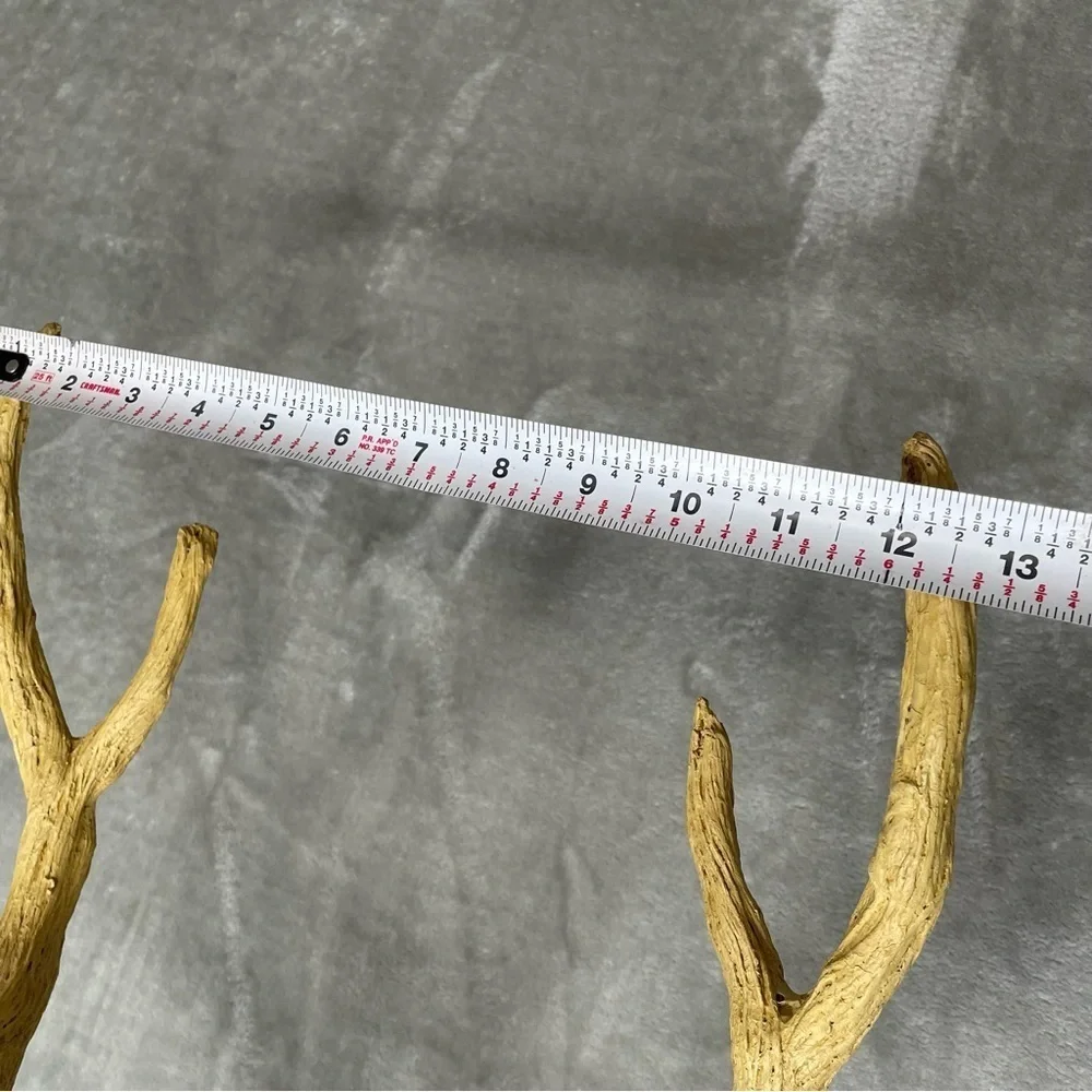 Faux Kantha Patchwork Deer Stag Fabric Covered Wall Decor Gold Antlers Boho